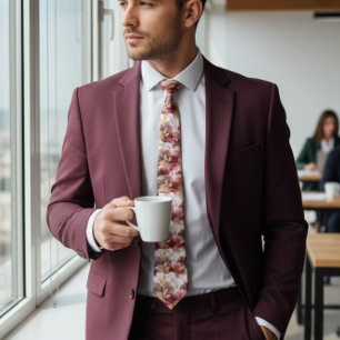 Burgund und Gold Glitzer Blüte Agate Neck Tie Krawatte