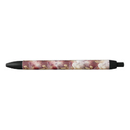 Burgund und Gold Glitzer Blüte Agate Neck Tie Kugelschreiber