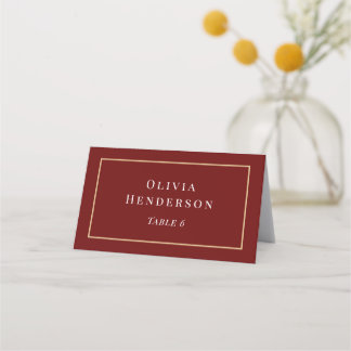 Burgund und Gold-Hochzeitskarte Platzkarte