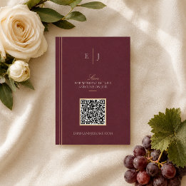 Burgund- und Gold-Hochzeitswebsite-QR-Code-Details Begleitkarte