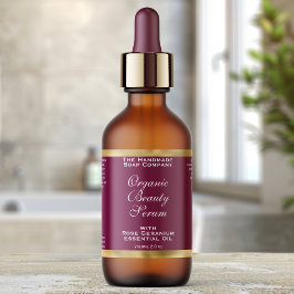 Burgund und Gold Kosmetik-Tropfflaschenetikett