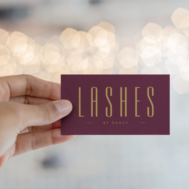 Burgund und Gold Lashes Minimalistisch Visitenkarte (Von Creator hochgeladen)