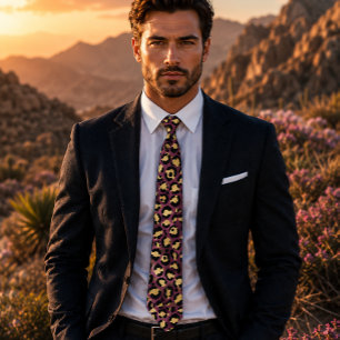 Burgund- und Gold-Leopardenprint Krawatte