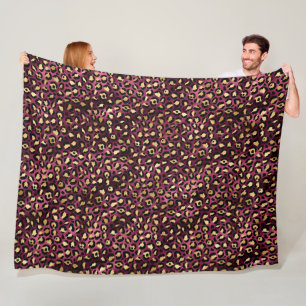 Burgund und Gold Leopardenserie Design 1 Fleecedecke