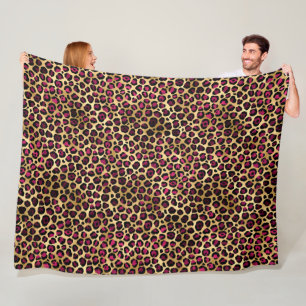 Burgund und Gold Leopardenserie Design 2 Fleecedecke