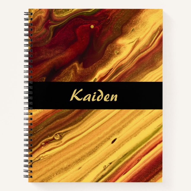 Burgund und Gold-Marmor Notizbuch (Vorderseite)