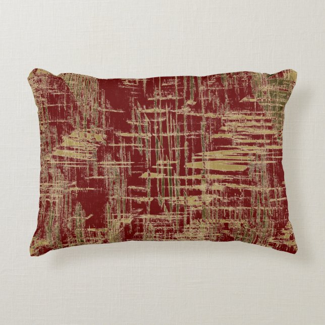 Burgund und Gold Moderne Kunst Dekokissen (Vorderseite)