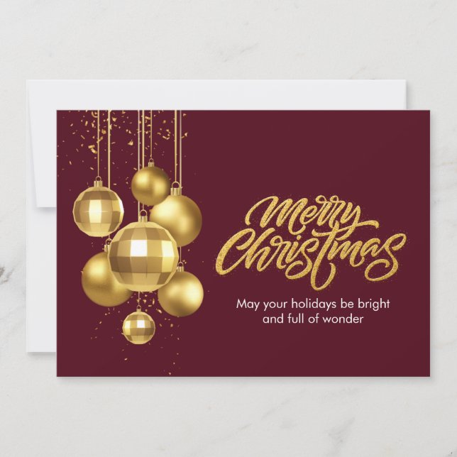 Burgund und Gold Moderne Weihnachten (Vorderseite)