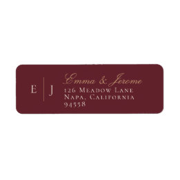 Burgund- und Gold-Monogramm Weinberg-Hochzeit