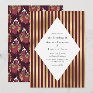 Burgund und Gold Paris Hochzeit Einladung