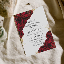 Burgund und Gold ⎮ Rote Rose Blume Hochzeit Einladung