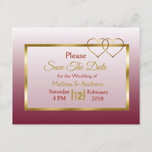 Burgund und Gold Save the Date Postkarten