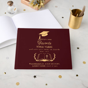 Burgund und Gold Schrift Bibel Abschluss Gästebuch