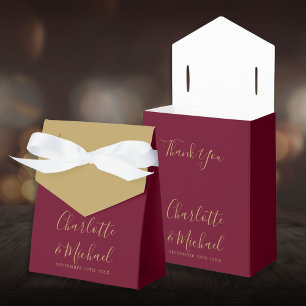 Burgund und Gold Schrift Elegante Hochzeit Geschenkschachtel