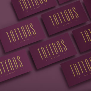 Burgund und Gold Tattoos Minimalistisch einfach Visitenkarte