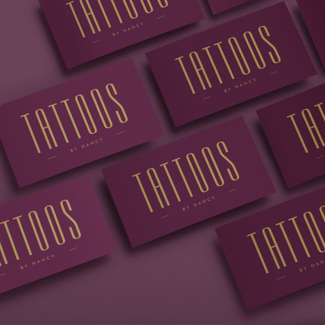 Burgund und Gold Tattoos Minimalistisch einfach Visitenkarte (Von Creator hochgeladen)