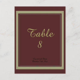 Burgund und Gold Tischnummer Card