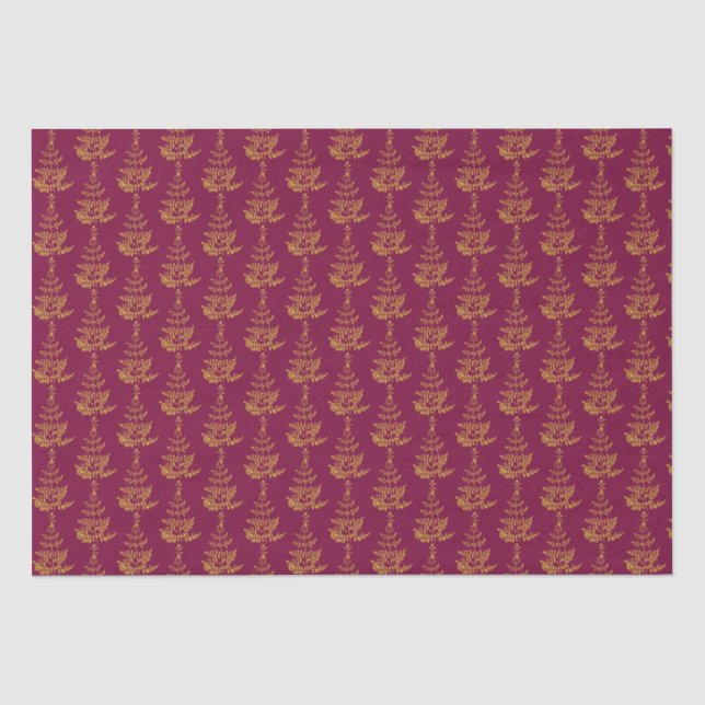 Burgund und Gold Weihnachtsbaum Seidenpapier (Vorderseite)
