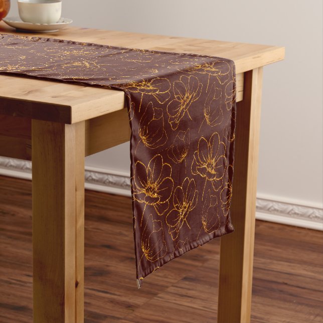 Burgund und Goldfloral Kurzer Tischläufer (Beispiel)