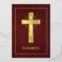 Burgund und Goldtaufe oder Christening Filigree