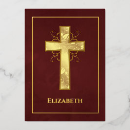 Burgund und Goldtaufe oder Christening Filigree Folieneinladung