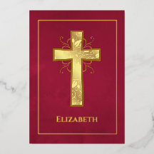 Burgund und Goldtaufe oder Christening Filigree