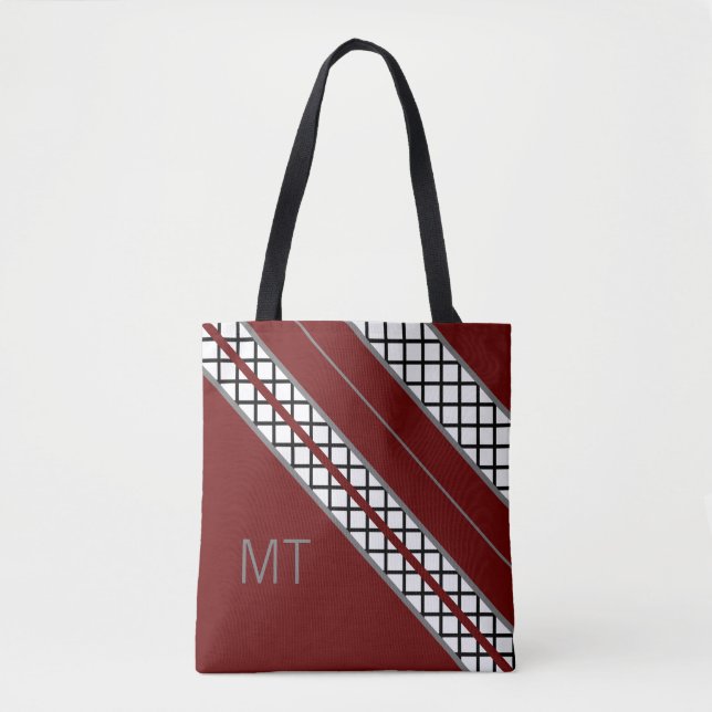 Burgund und Grau-Monogramm Tasche (Vorderseite)