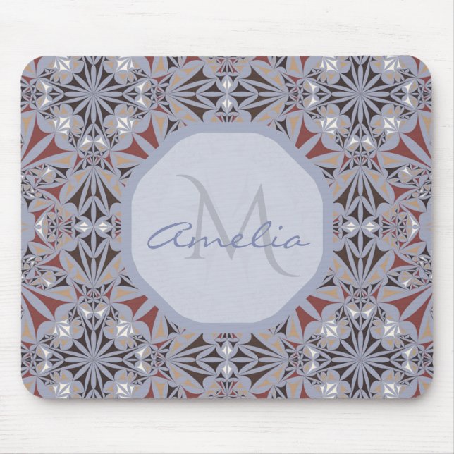 Burgund und Gray Elegantes Muster Personalisiert Mousepad (Vorne)