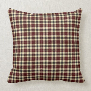 Burgund und Kariertes Schwarztartan-Kissen Kissen