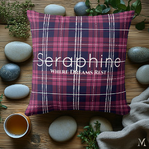 Burgund und Marine Kariert Custom Cosy Tartan Kissen