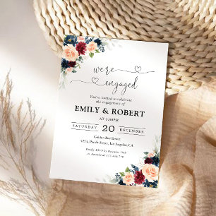 Burgund und Marine Wir sind verlobte Einladung