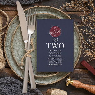 Burgund und Navy Blau Hochzeit Sitzordnung