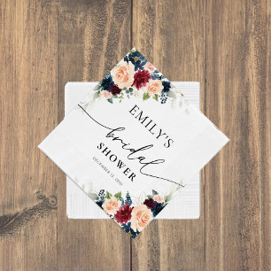 Burgund und Navy Brautparty Napkin Serviette
