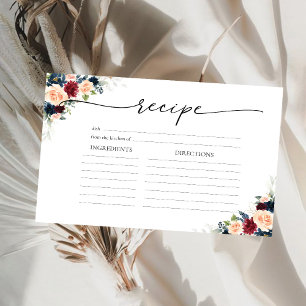 Burgund und Navy Große Rezept Card Einladung