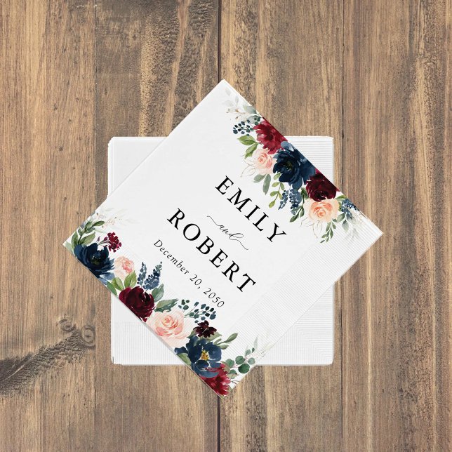 Burgund und Navy Wedding Napkin Serviette (Von Creator hochgeladen)