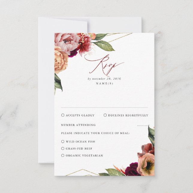 Burgund und Orange Hochzeit im Herbst UAWG RSVP Karte (Vorderseite)