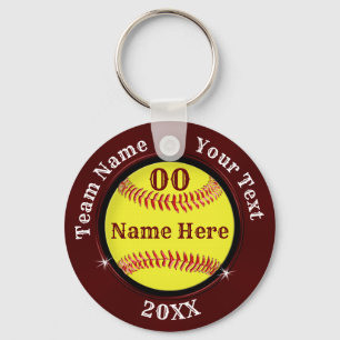 Burgund und Personalisierte schwarze Softball-Schl Schlüsselanhänger