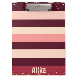 Burgund und Pink Grunge Streifen Klemmbrett