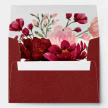 Burgund und Pink Watercolor Floral Wedding Envelo