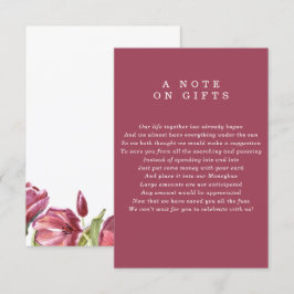 Burgund und Poppies Eine Notiz über Geschenke Hoch Einladung