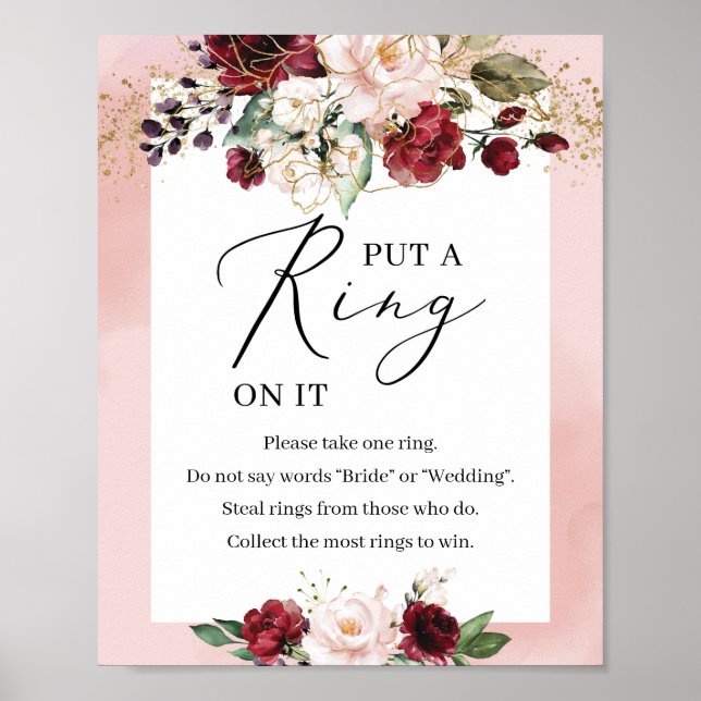 Burgund und rosa Blüte schrieb einen Ring Poster (Vorne)