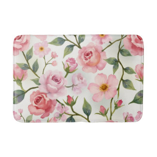Burgund und Rosa Floral Badematte