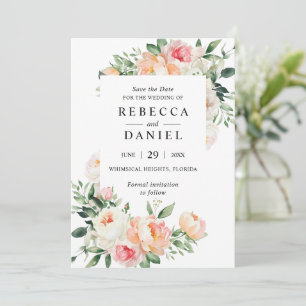 Burgund und Rosa Florales Hochzeits "Save the Date Einladung