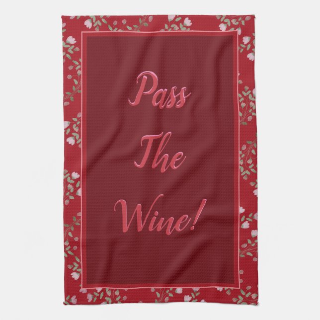 Burgund und Rosa Geschirrtuch (Vertikal)