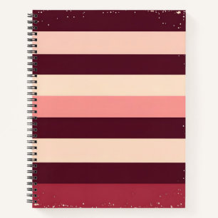 Burgund und rosa Grunge Streifen Notizbuch
