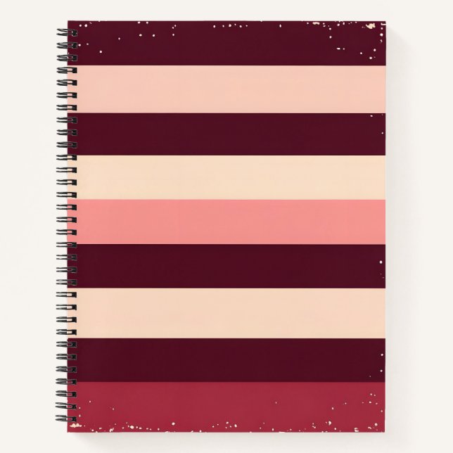 Burgund und rosa Grunge Streifen Notizbuch (Vorderseite)