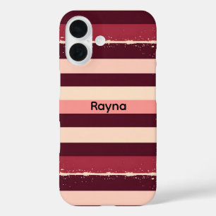 Burgund und rosa Streifen Grunge iPhone 16 Hülle