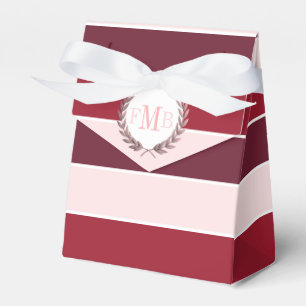 Burgund und rosa Streifen und Initialen Hochzeit Geschenkschachtel