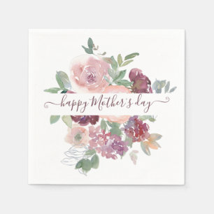 Burgund und rosa Wasserfarbe floral personalisiert Serviette