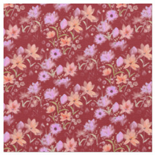 Burgund und rosafarbenes vintage Blumenmuster Stoff